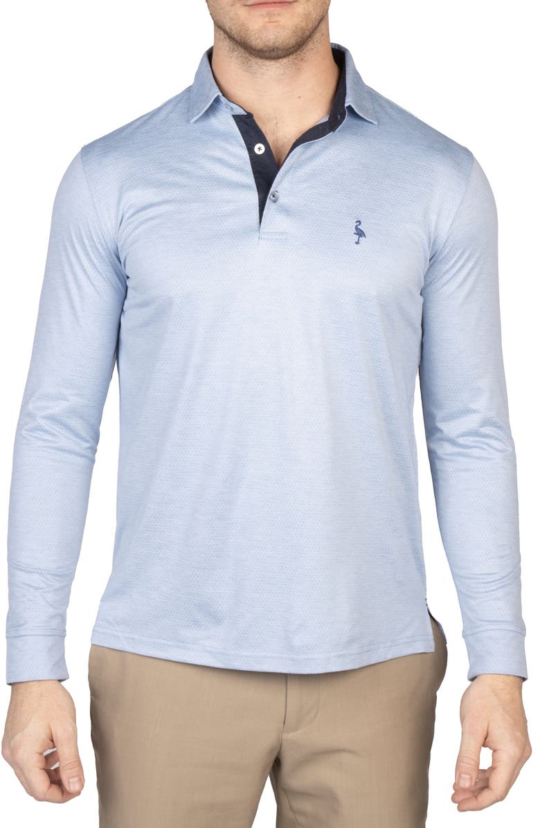 TailorByrd Long Sleeve Performance Knit Polo, Main, color, Blue