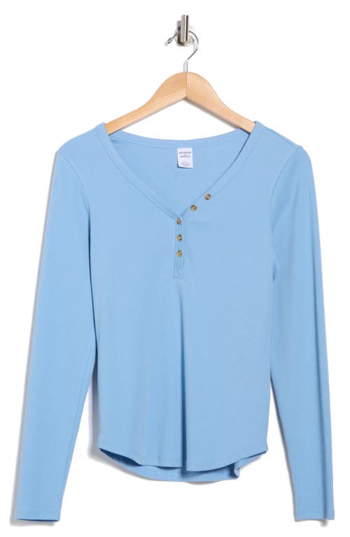 Melrose And Market Long Sleeve Henley In Blue