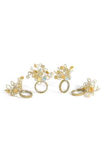 Tiramisu Cascade Set Of 4 Napkin Rings In Gold/silver