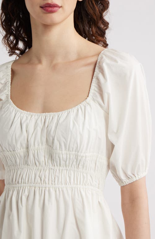 Faithfull The Brand Sophia Shirred Cotton Minidress In White