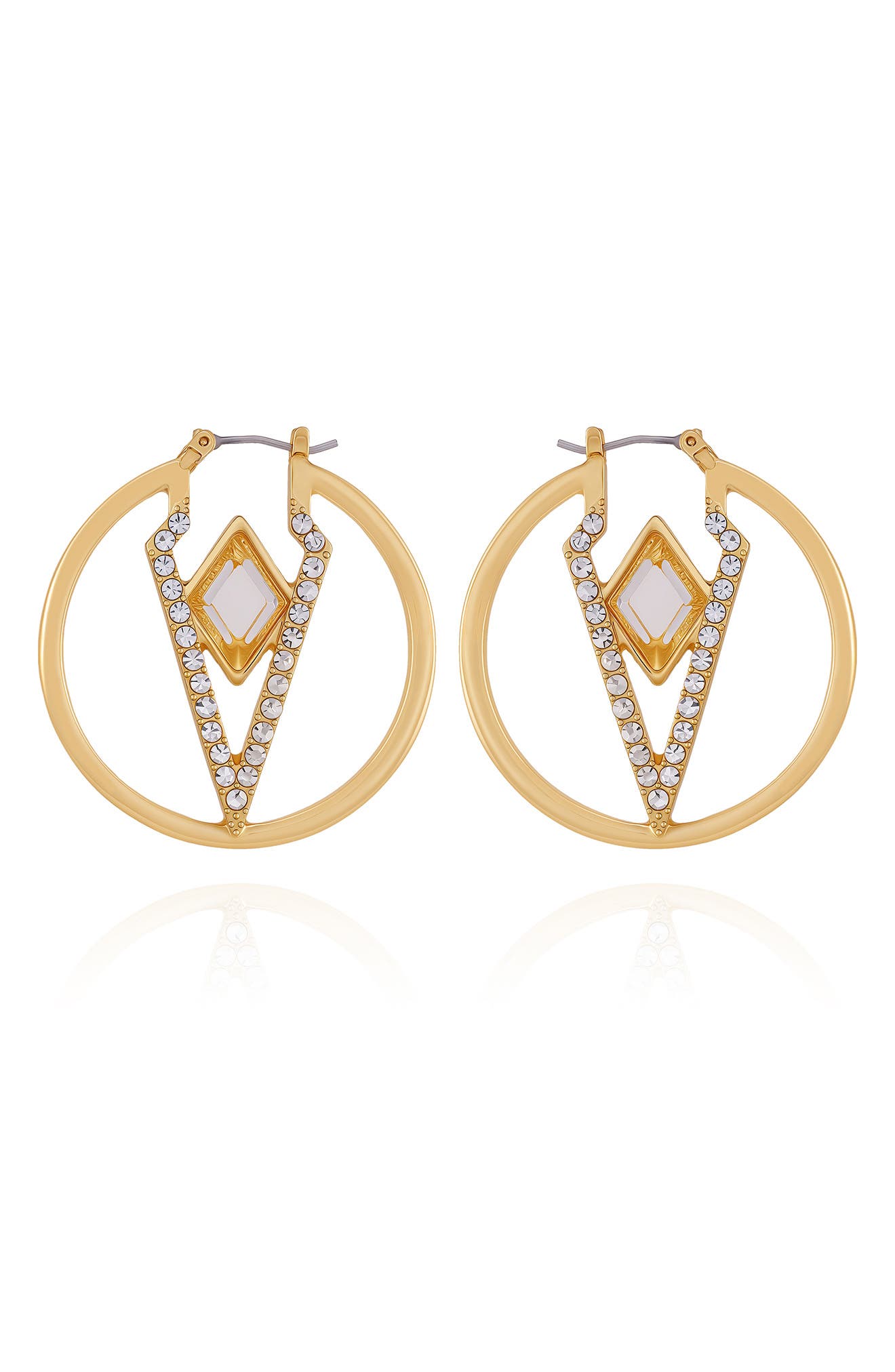 VINCE CAMUTO VINCE CAMUTO GLASS STONE HOOP EARRINGS