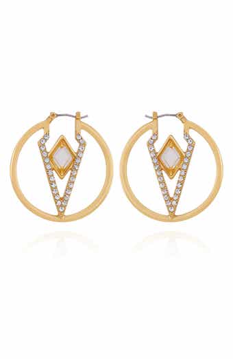 Vince Camuto Glass Stone Hoop Earrings