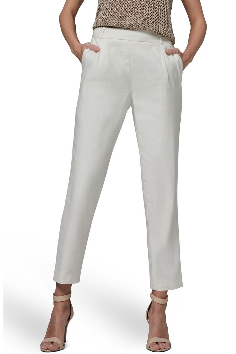 Linen Blend Straight Leg Ankle Pants, Main, color, CREAM