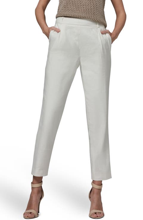 Linen Blend Straight Leg Ankle Pants