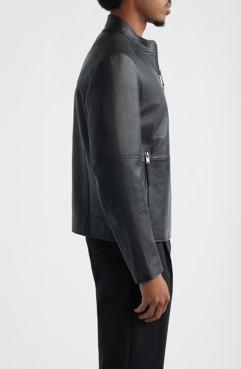 HUGO Lokis Leather Jacket, Alternate, color, Black