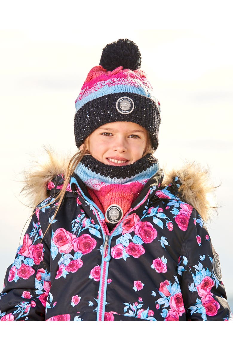 Baby Girl's Knit Hat Gradient Blue, Coral And Fuschia, Alternate, color, Stripes
