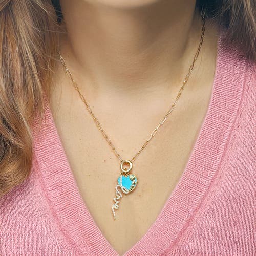The Lovery Fine Jewelry Turquoise Heart Overlay Charm In Blue