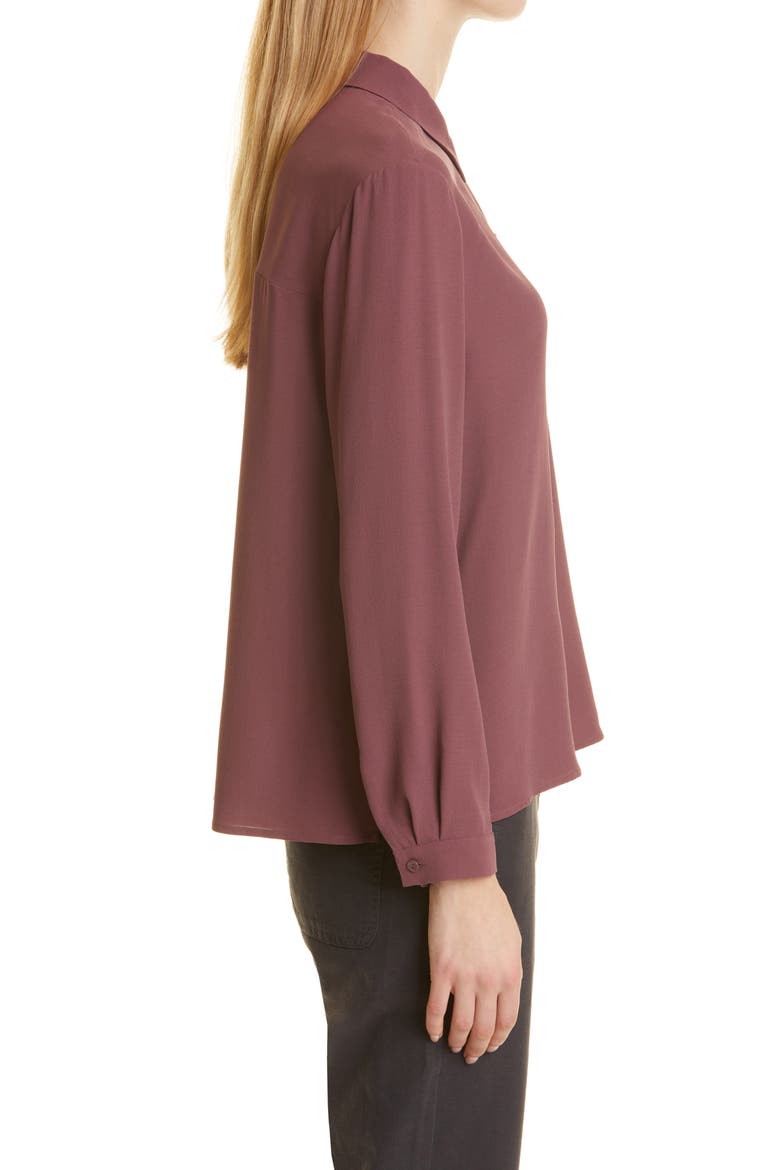 Classic Collar Easy Silk Button-Up Shirt, Alternate, color, FIG