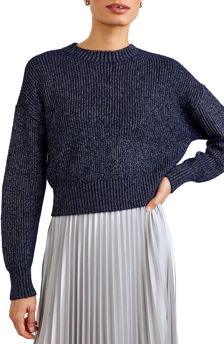 Bella Dahl Marled Fitted Waist Sweater, Main, color, Moonlight Shimmer