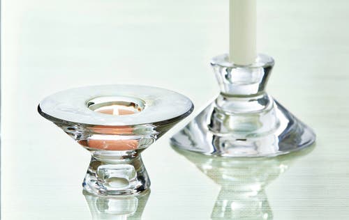 Tag Aura Clear Glass Reversible Tealight And Taper Holder In Transparent