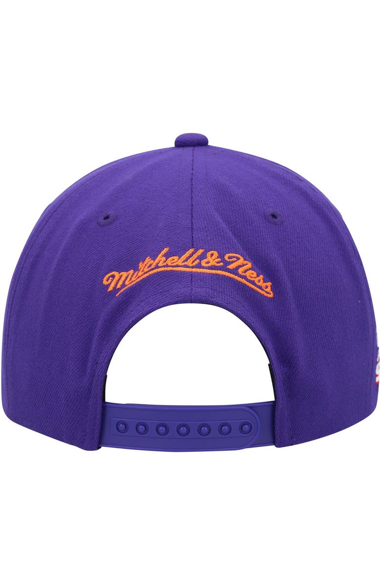 Mitchell & Ness Men's Mitchell & Ness White/Purple Phoenix Suns Retro Sport Color Block Script Snapback Hat, Alternate, color, 