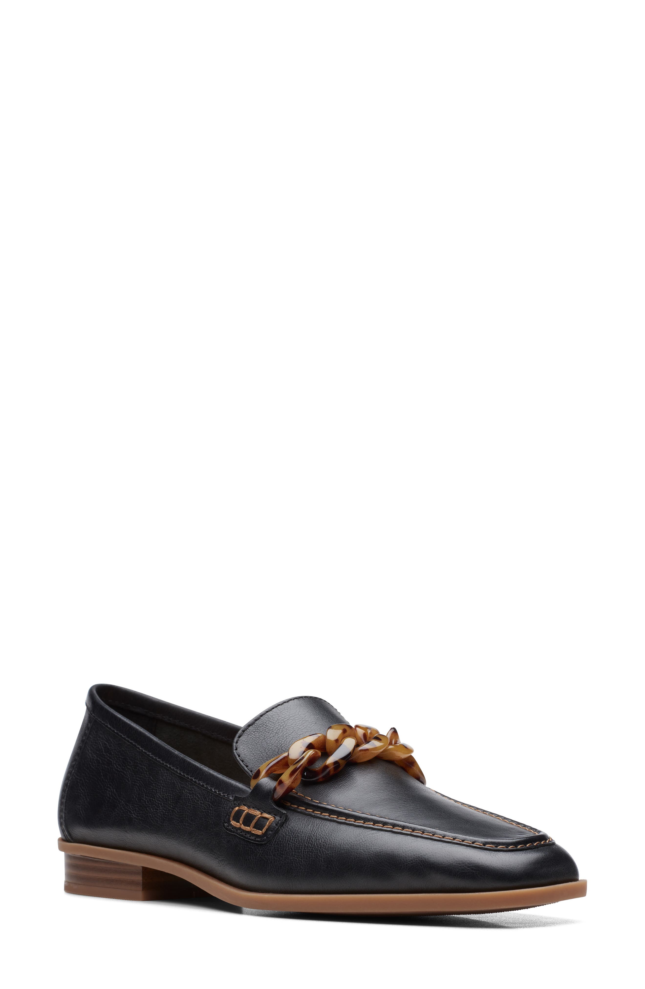 Clarks<sup>®</sup> Sarafyna Iris Loafer, Main, color, Black Leather
