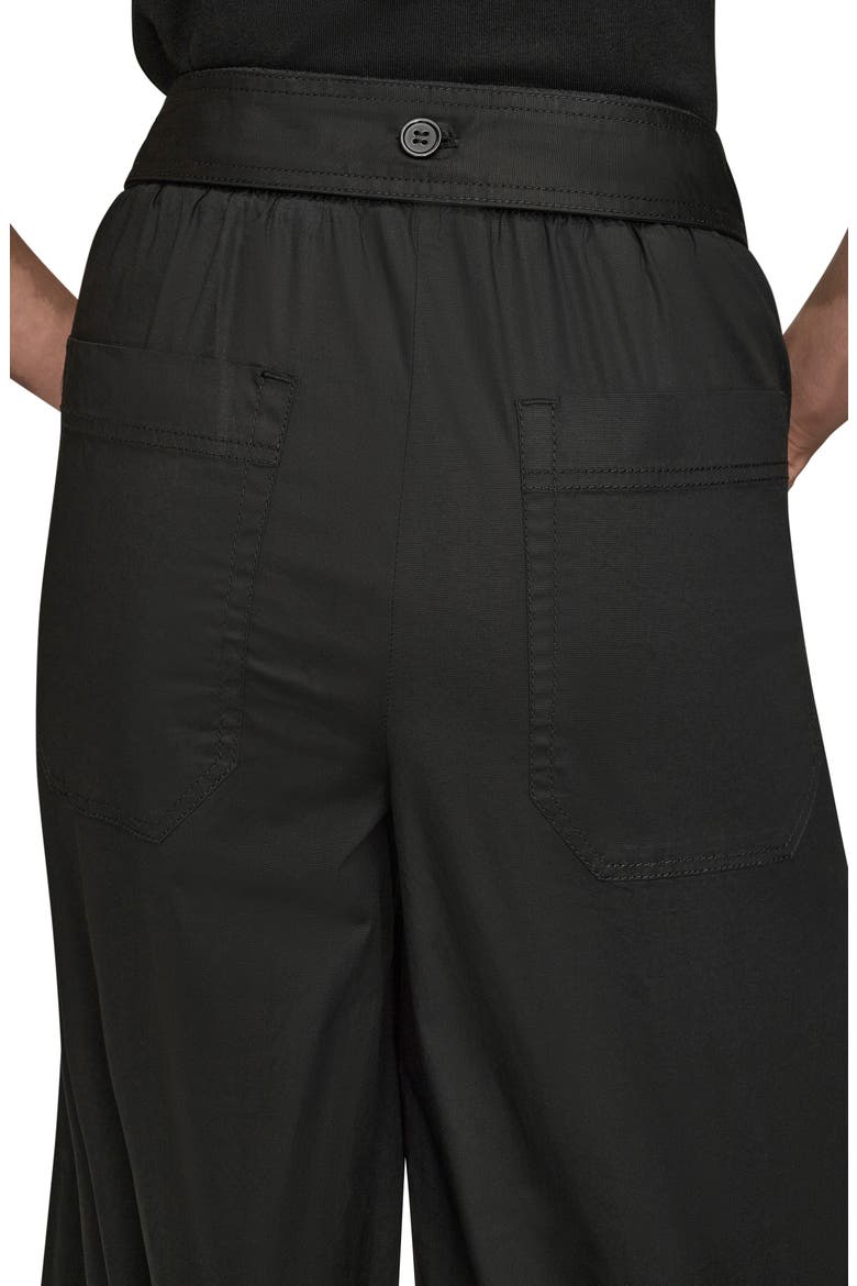 Mid Rise Wide Leg Crop Stretch Cotton Pants, Alternate, color, BLACK