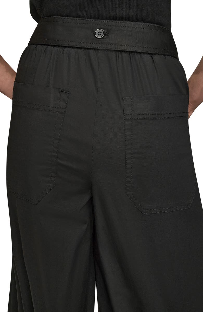 Donna Karan New York Mid Rise Wide Leg Crop Stretch Cotton Pants, Alternate, color, Black