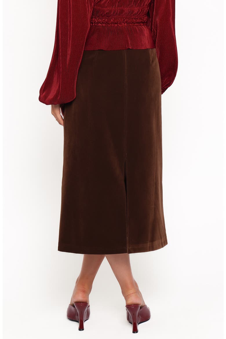 Halina Velvet A-Line Midi Skirt, Alternate, color, CHOCOLATE