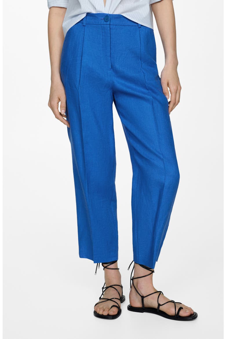 Brunoli Linen Ankle Straight Leg Pants, Main, color, MEDIUM BLUE