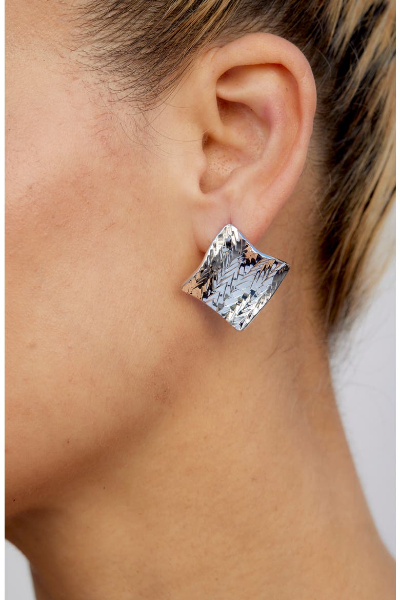 Textured Wave Stud Earrings, Alternate, color, WHITE