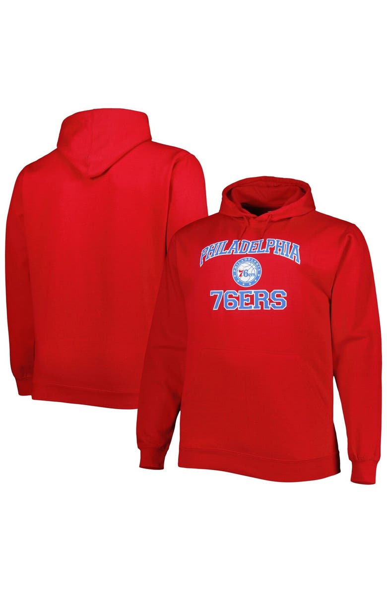 PROFILE Men's Red Philadelphia 76ers Big & Tall Heart & Soul Pullover Hoodie, Main, color,