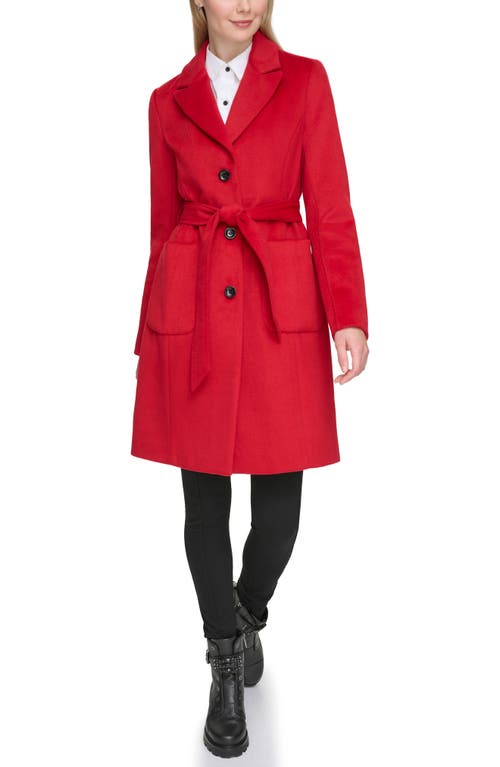 Karl Lagerfeld Belted Wool Blend Patch Pocket Coat