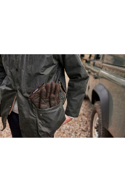 Barbour Winterdale Wax Cotton Gloves In Green