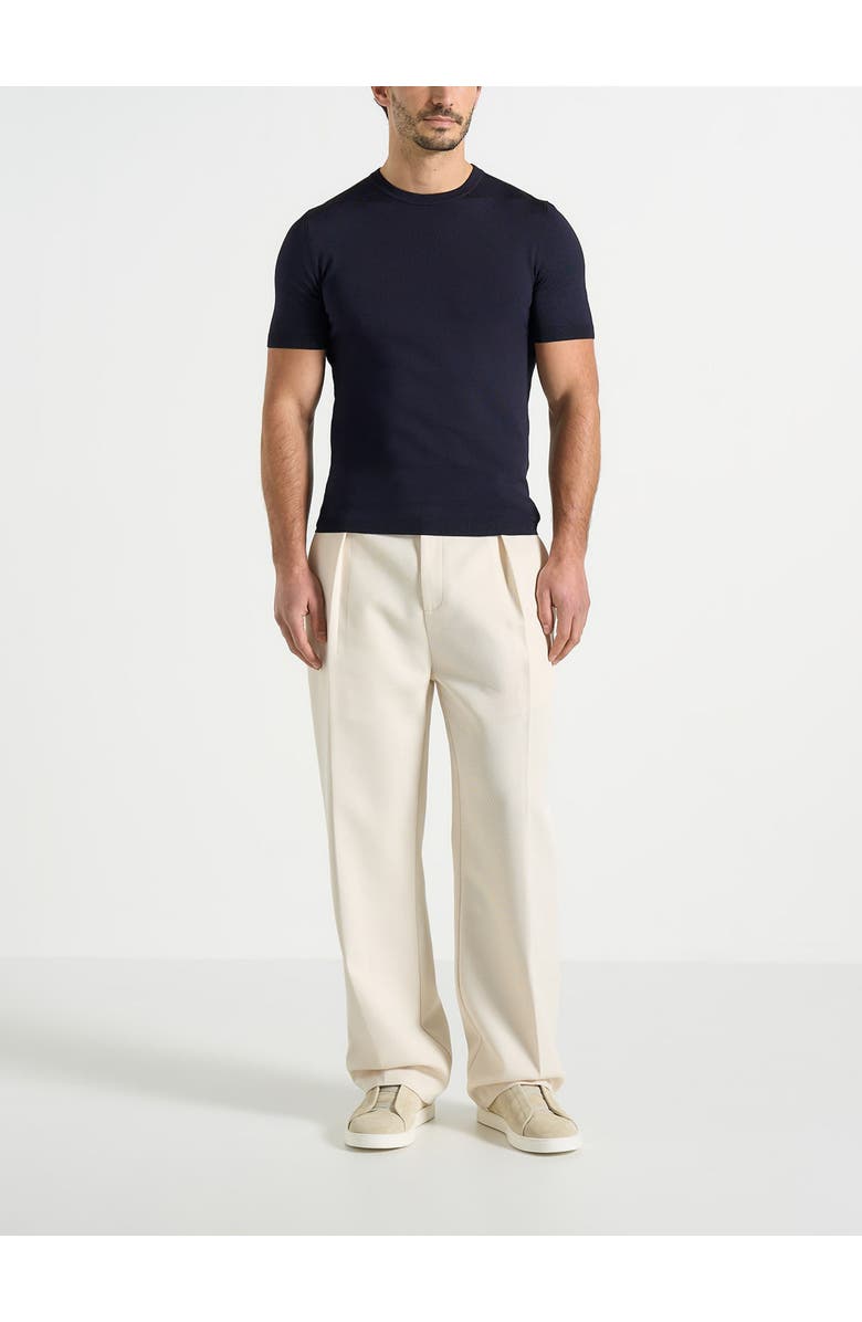 Manière De Voir Ellis Luxe Knitted T-Shirt, Main, color, Navy