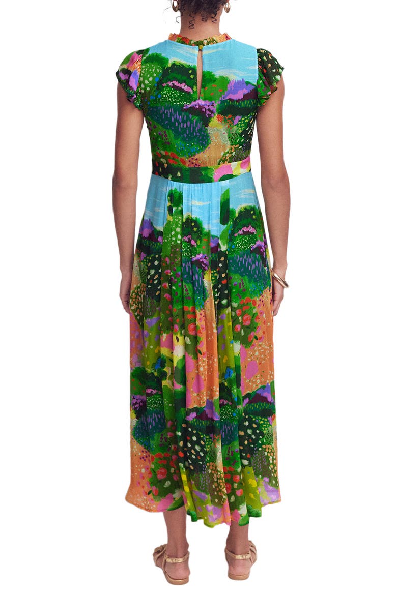 Ruffle Pleated Maxi Dress, Alternate, color, GARDEN PRINT