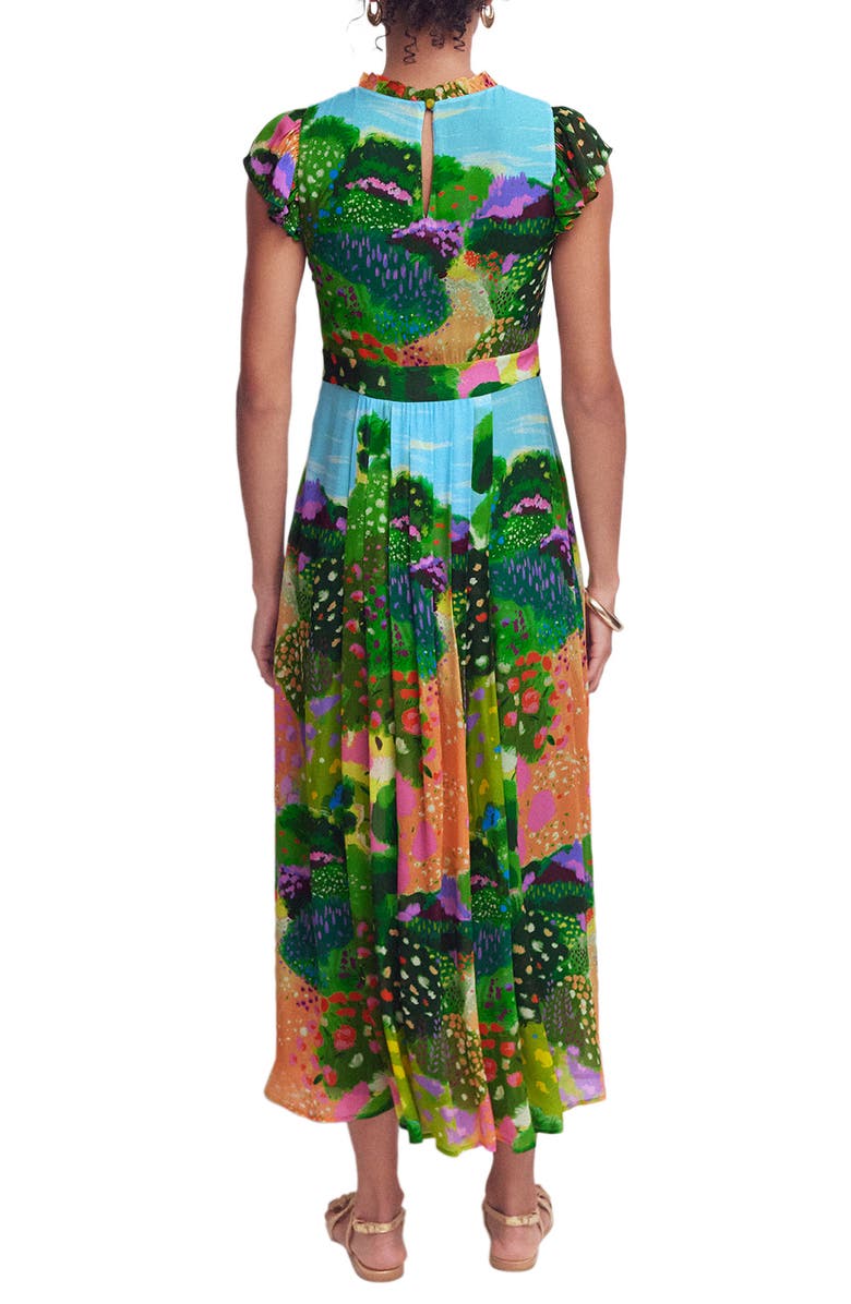 Boden Ruffle Pleated Maxi Dress, Alternate, color, Garden Print