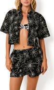 Solid & Striped Ezra Embroidered Crop Cotton Cover-Up Camp Shirt