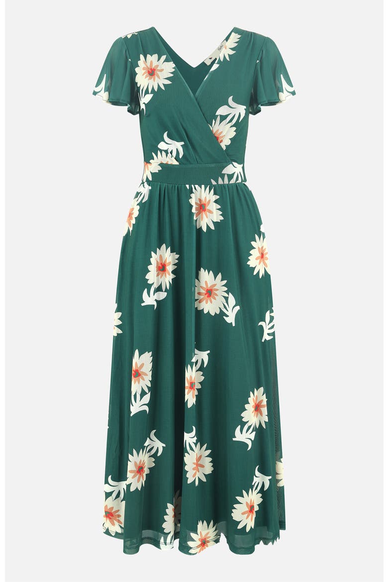 Mesh Flower With Pockets Wrap Midi Dress, Alternate, color, Green