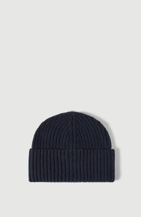 Cashmere English rib knit beanie