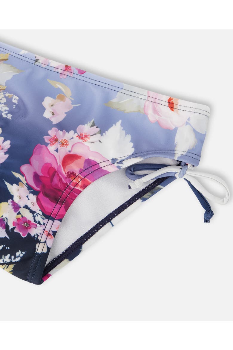 Two-Piece Rose Swimsuit, Alternate, color, Blue with Roses Print
