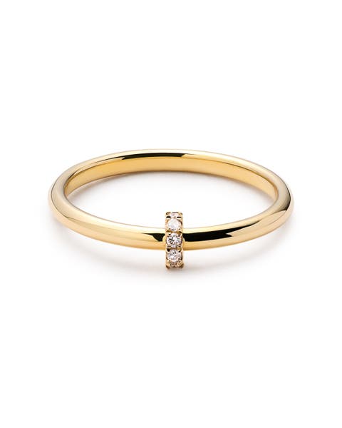 Solid Yellow Gold - Diamond Link Ring