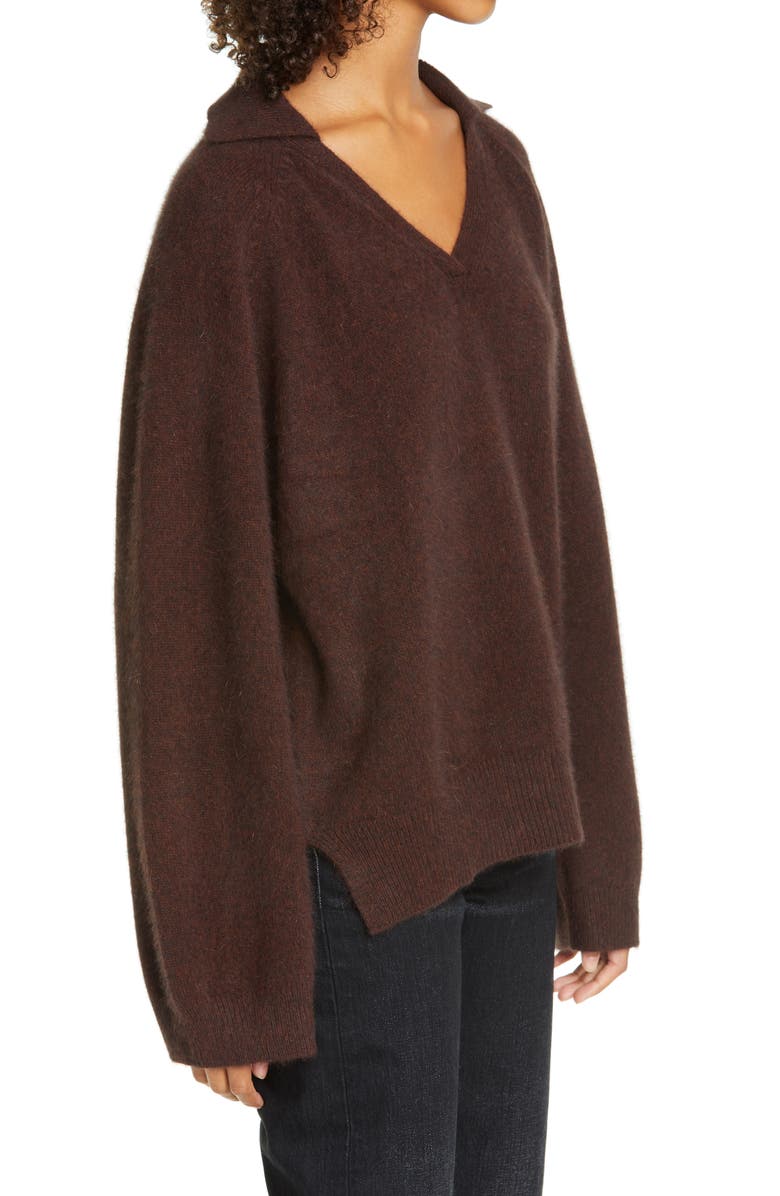 LOULOU DE SAISON Loulou Studio Oversized Wool Blend Polo Sweater, Alternate, color, 