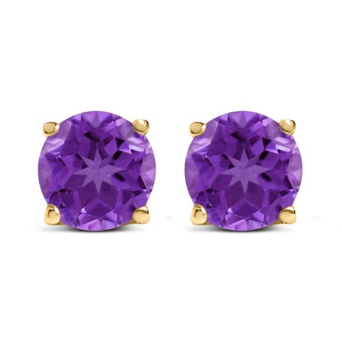 14K Gold 5X5MM Round Birthstone Solitaire Stud Earrings