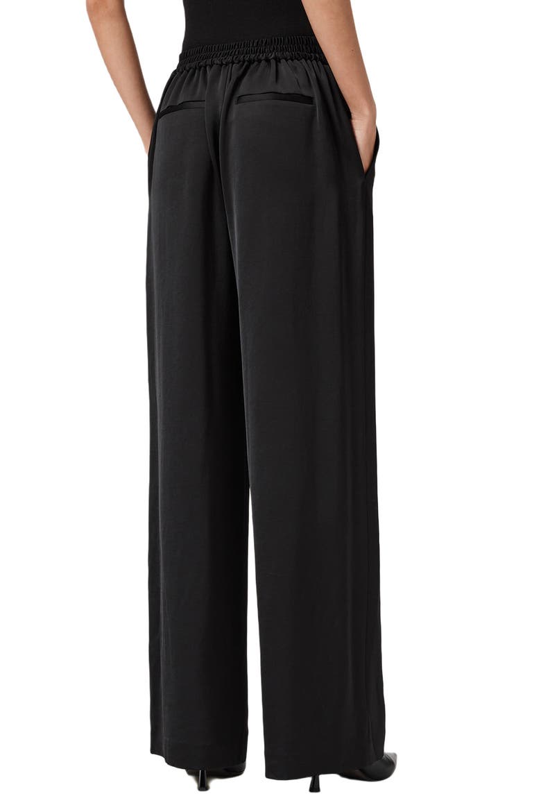 Theah Topstitch Wide Leg Pants, Alternate, color, BLACK
