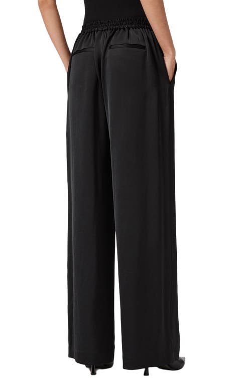 Allsaints Theah Topstitch Wide Leg Pants In Black