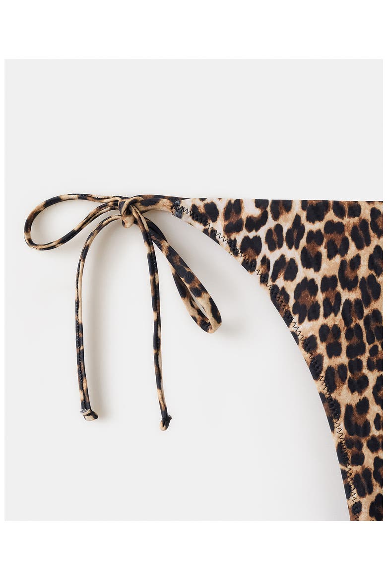 Side Tie Leopard Bikini Bottoms, Alternate, color, BROWN