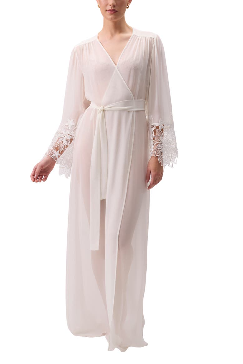 Delight Embroidered Detail Chiffon Robe, Main, color, IVORY