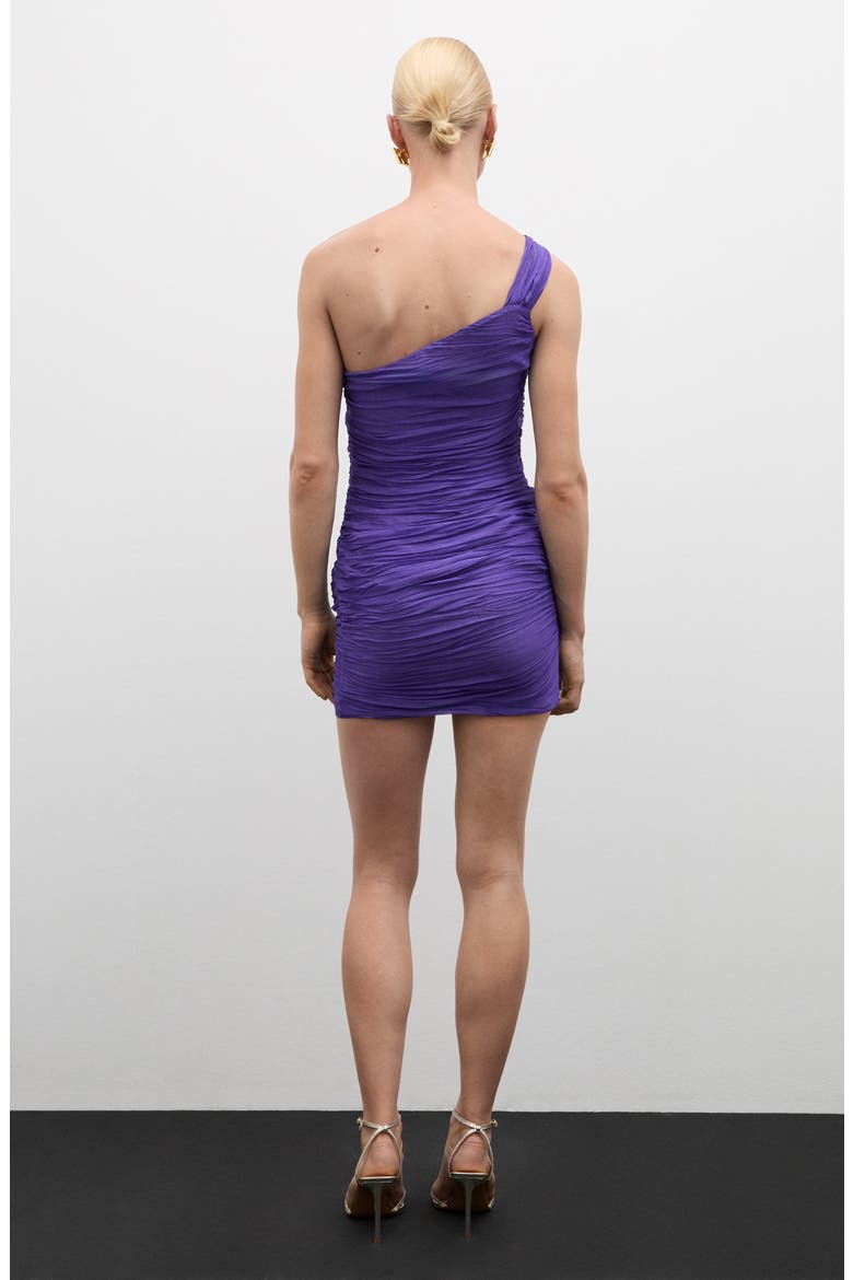 Ruched One-Shoulder Minidress, Alternate, color, PURPLE
