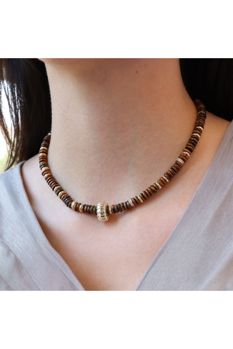 Tigers Eye Bead Rondel Necklace, Alternate, color, Tigers Eye