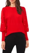 Chaus Imitation Pearl Juliet Sleeve Sweater