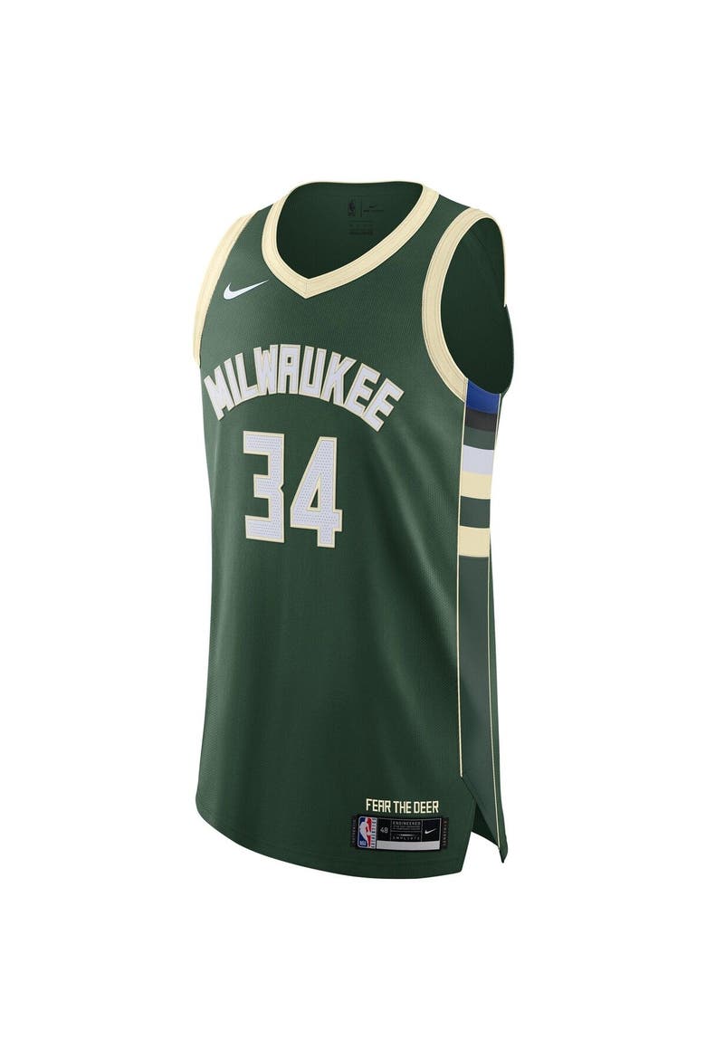 Men's Nike Giannis Antetokounmpo Hunter Green Milwaukee Bucks Authentic Jersey - Icon Edition, Alternate, color, Hunter Green