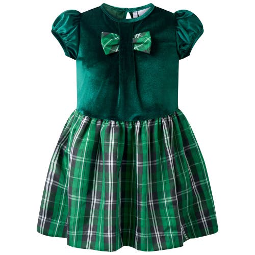 Rachel Riley Green Velvet Check Party Dress In Green