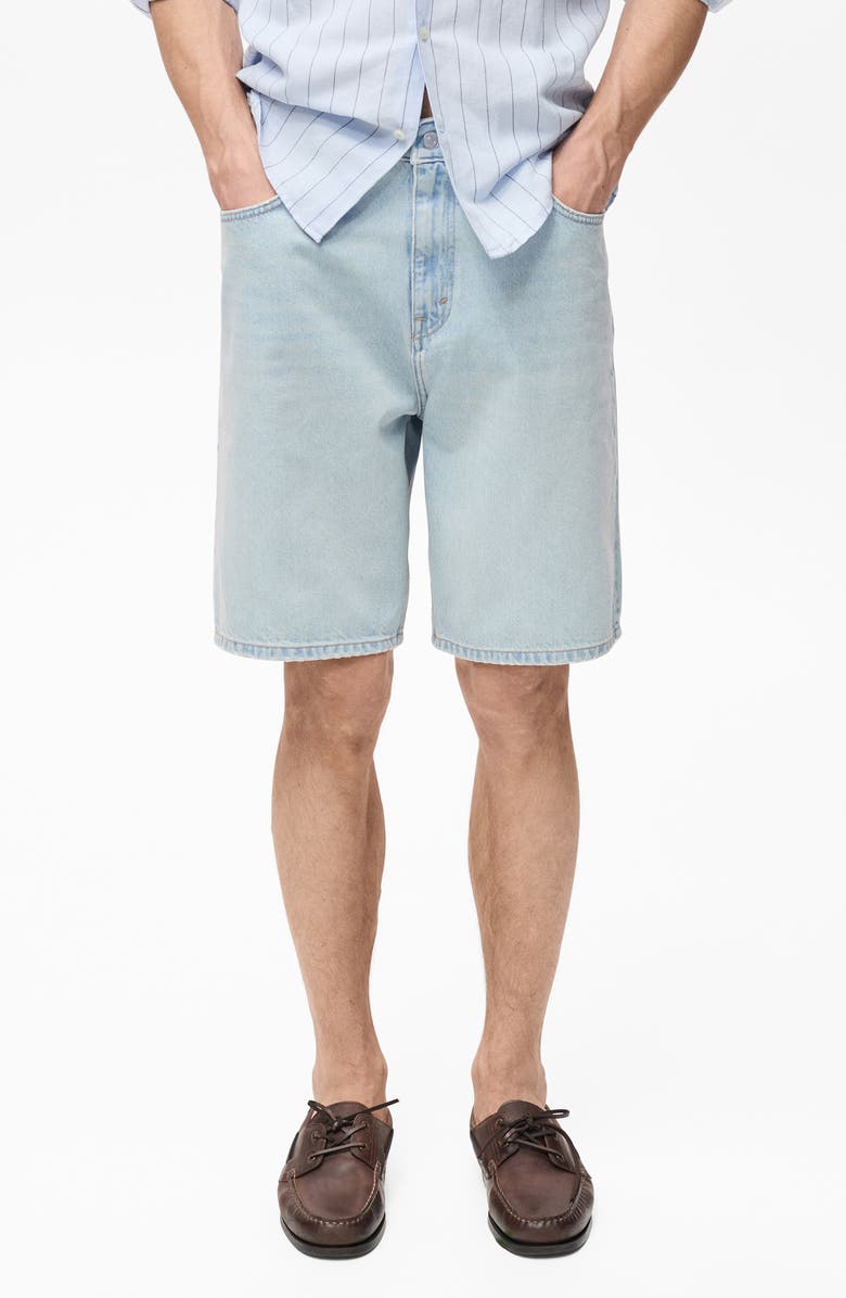 MANGO Oversize Denim Bermuda Shorts, Main, color, Light Blue