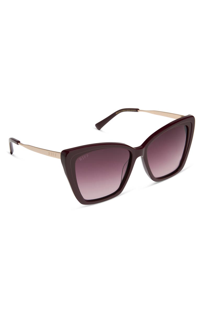 DIFF Becky II 56mm Polarized Cat Eye Sunglasses, Alternate, color, Dark Cherry Lacquer