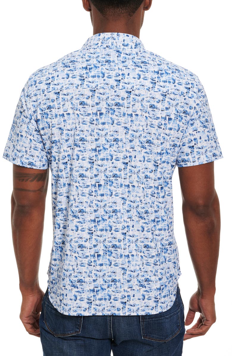 Robert Graham Maddox Cubist Short Sleeve Button-Up Performance Shirt, Alternate, color, 