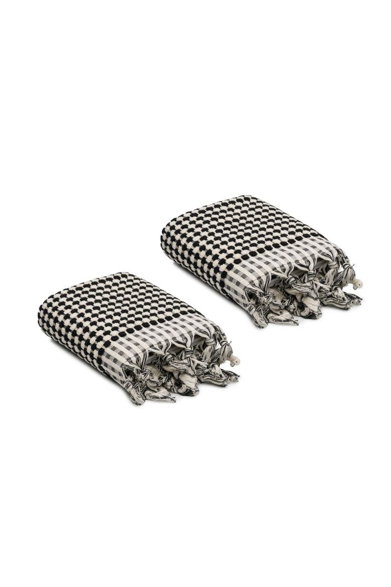 Dots Turkish Cotton Terry Hand Towels - Set of 2, Main, color, Black