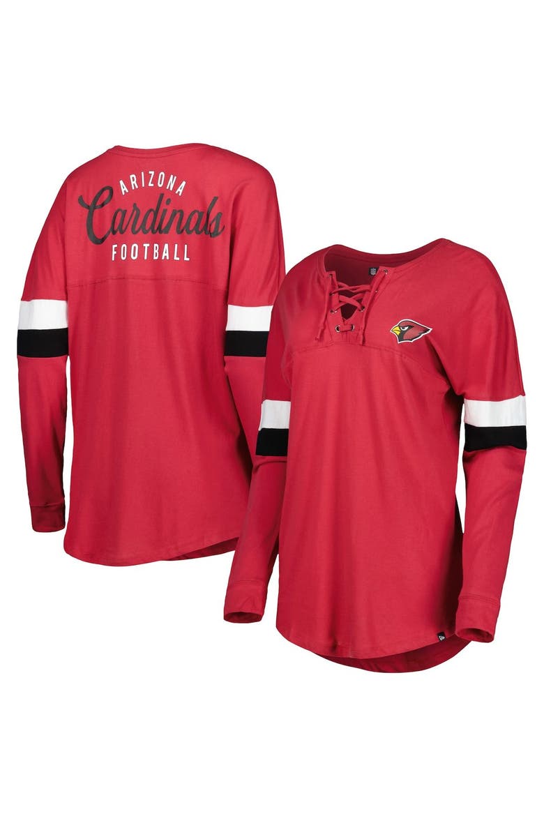 Women's New Era  Cardinal Arizona Cardinals Athletic Varsity Lightweight Lace-Up Long Sleeve T-Shirt, Main, color, Cardinal