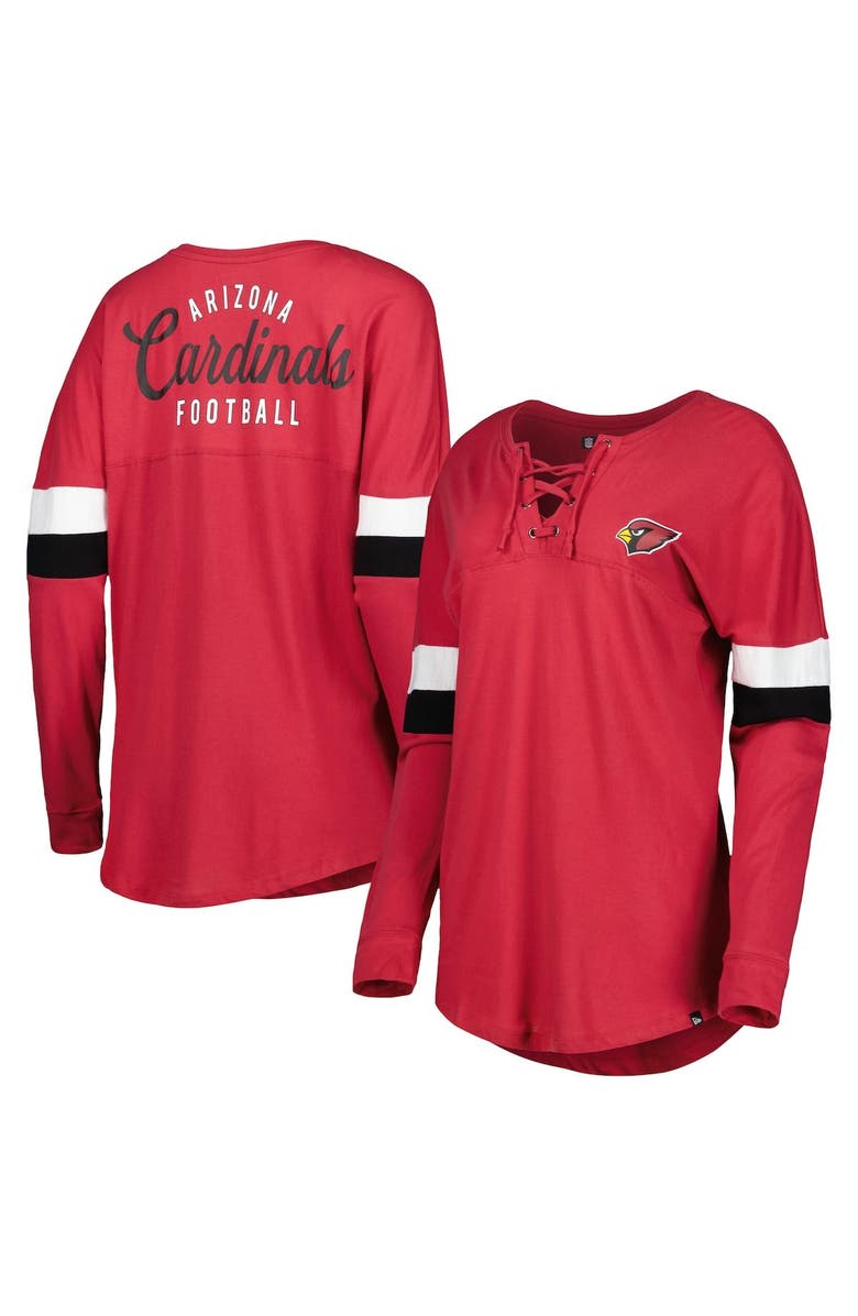 New Era Women's New Era Cardinal Arizona Cardinals Athletic Varsity Lightweight Lace-Up Long Sleeve T-Shirt, Main, color, Cardinal