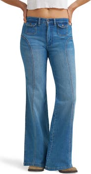 Wrangler Seamed Patch Pocket Flare Jeans